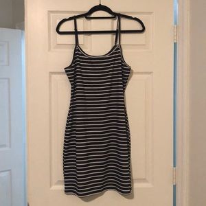 Striped black and white spaghetti dress